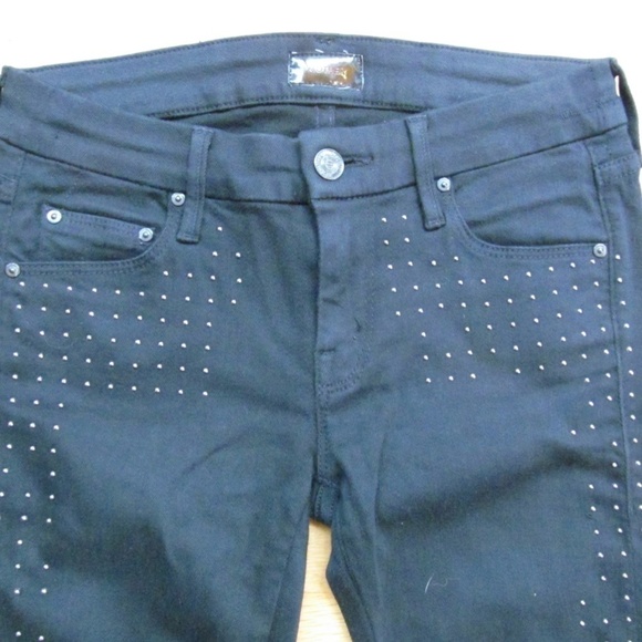 Mother The Looker Ankle Zip Looker Big Stud Black Jeans Womens Size 26 x 28" - Picture 3 of 11